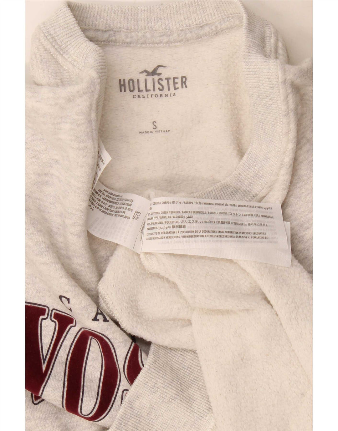 Męska bluza z grafiką Hollister, mała, szara, bawełniana