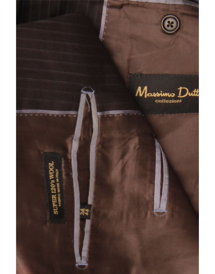 MASSIMO DUTTI Męska marynarka zapinana na 2 guziki EU 54 XL, brązowa, wełniana w prążki