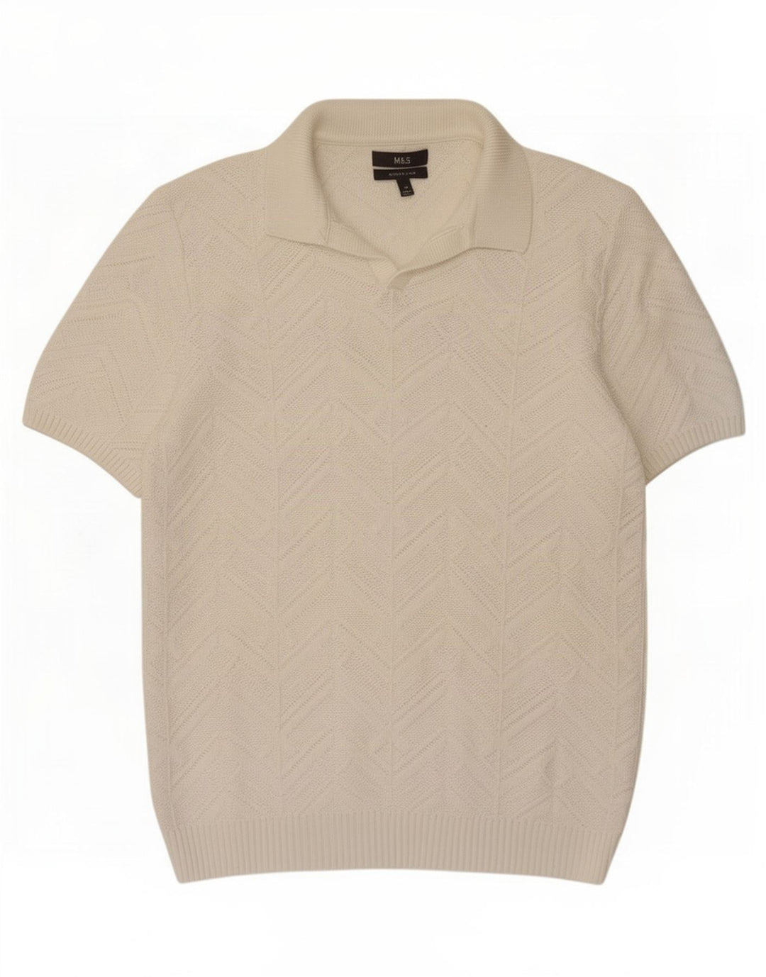 Męska koszulka polo Marks & Spencer, średnia, biała, bawełniana