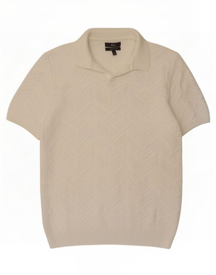 Męska koszulka polo Marks & Spencer, średnia, biała, bawełniana