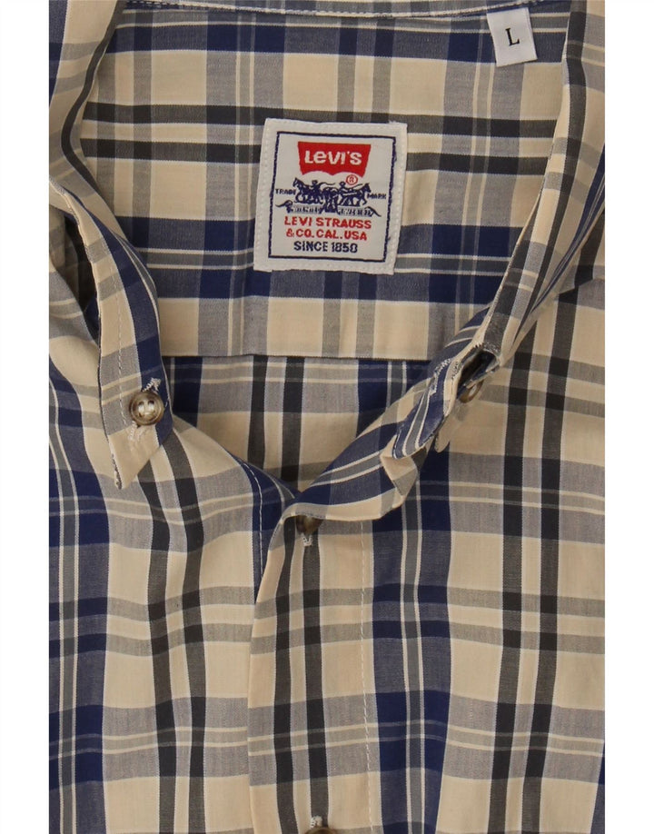 LEVI'S Mens Shirt Large Beige Check Vintage Levi's and Second-Hand Levi's from Messina Hembry 