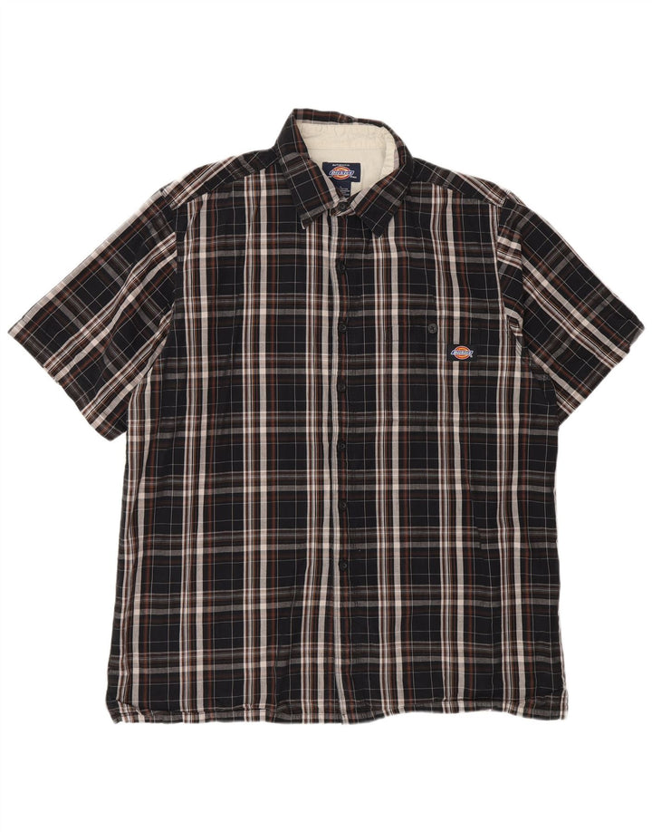 Męska koszula z krótkim rękawem Dickies, duża, czarna, bawełniana krata