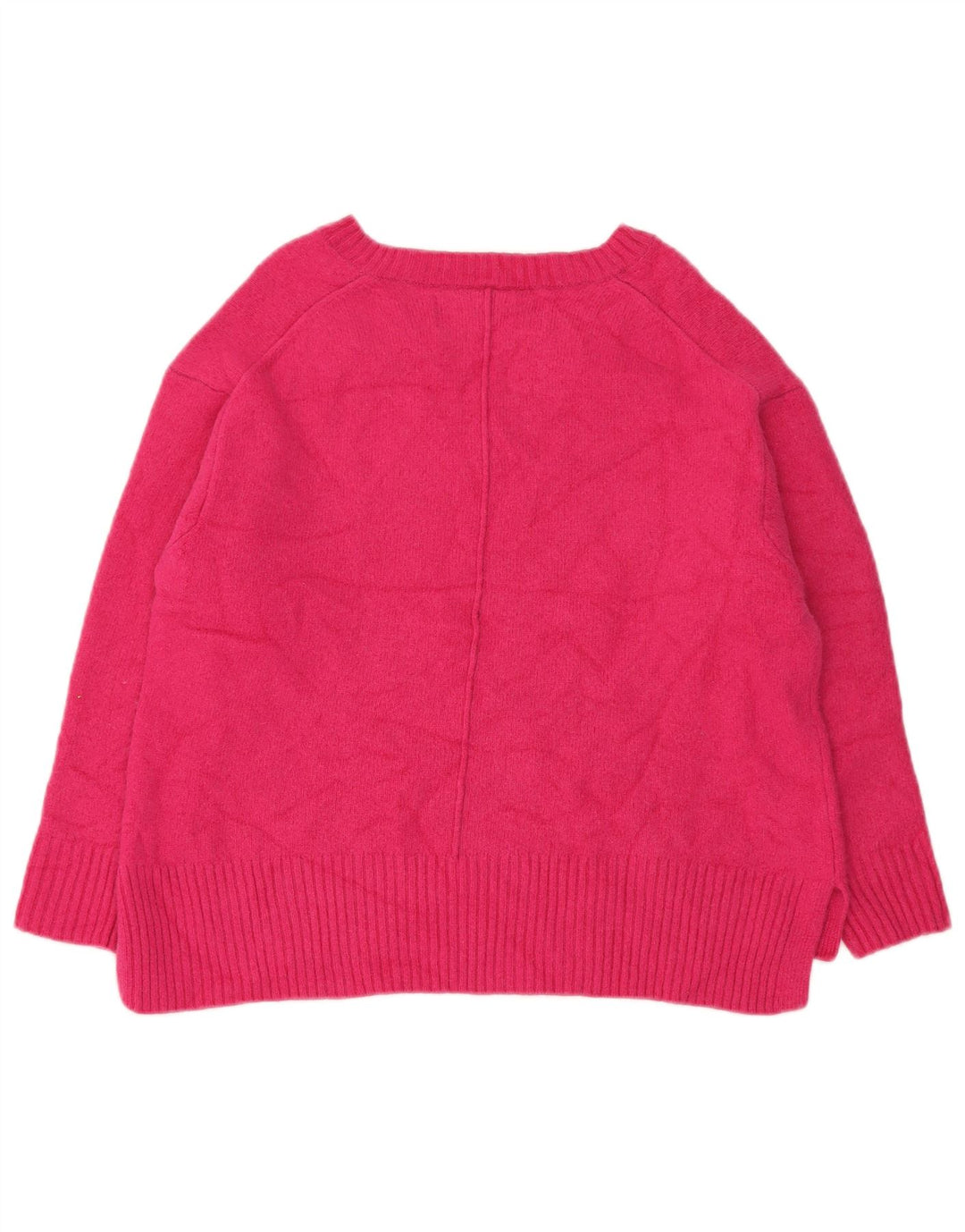 Sweter damski Benetton z dekoltem w kształcie litery V, UK 16, duży różowy