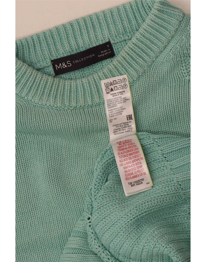 Marks & Spencer Damski sweter z dekoltem w łódkę, UK 10, mały turkusowy