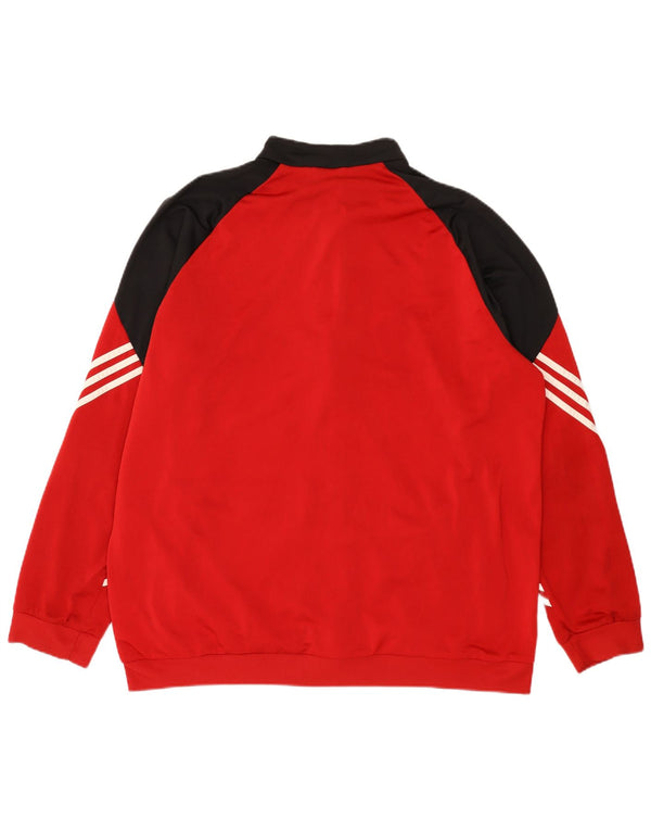 Adidas Męska bluza dresowa Top 2XL Czerwony poliester z blokami kolorów