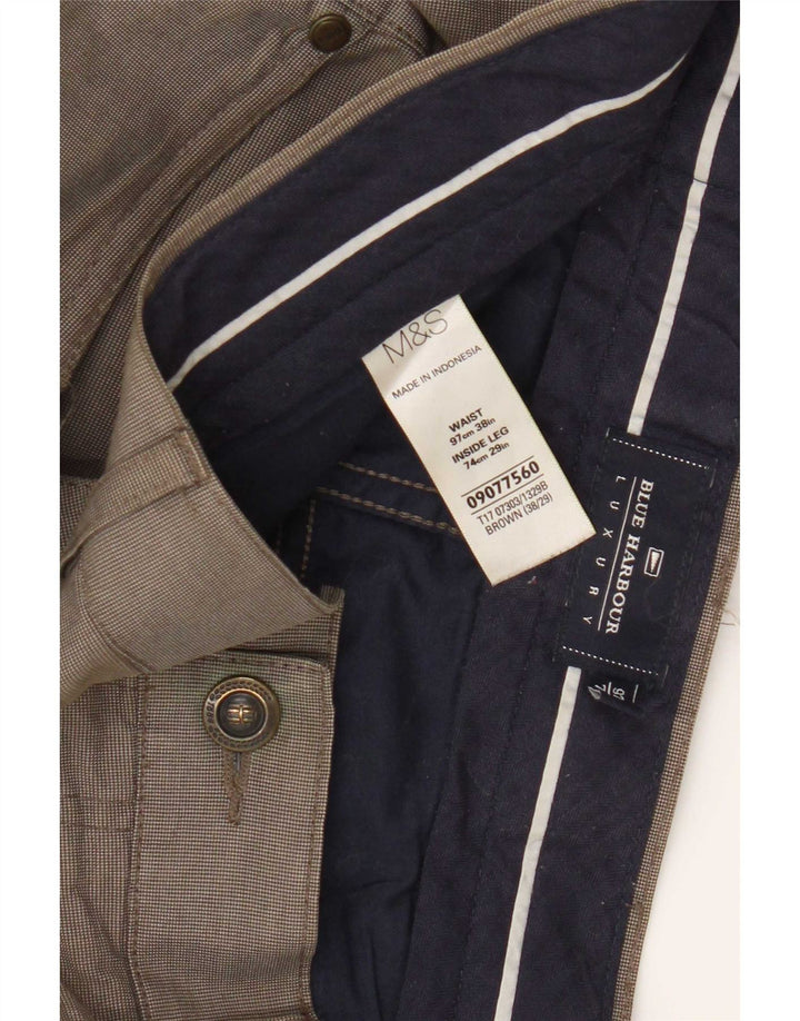 Męskie spodnie Chino Marks & Spencer Blue Harbor W38 L29 w brązową kratkę