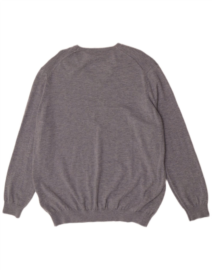 Marks & Spencer Męski sweter z autografem i dekoltem w kształcie litery V, 2XL, szara wełna