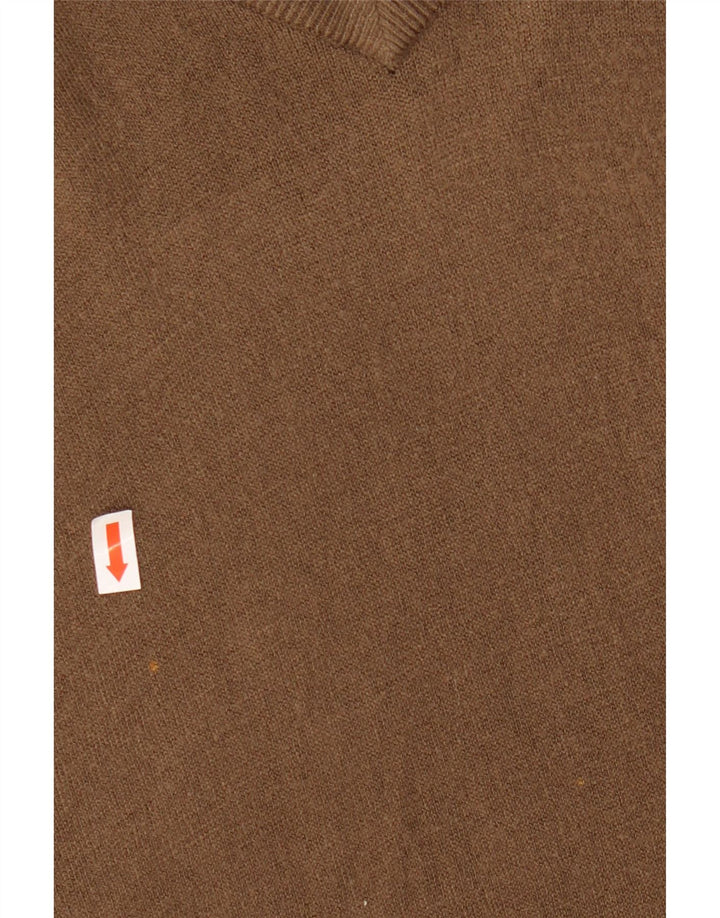 Męski sweter MARKS & SPENCER Blue Harbor z dekoltem w kształcie litery V, duży, brązowy