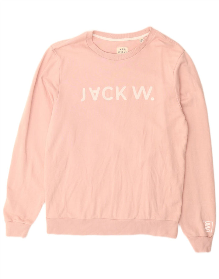 Męska bluza z grafiką JACK WILLS, średnioróżowa, bawełniana