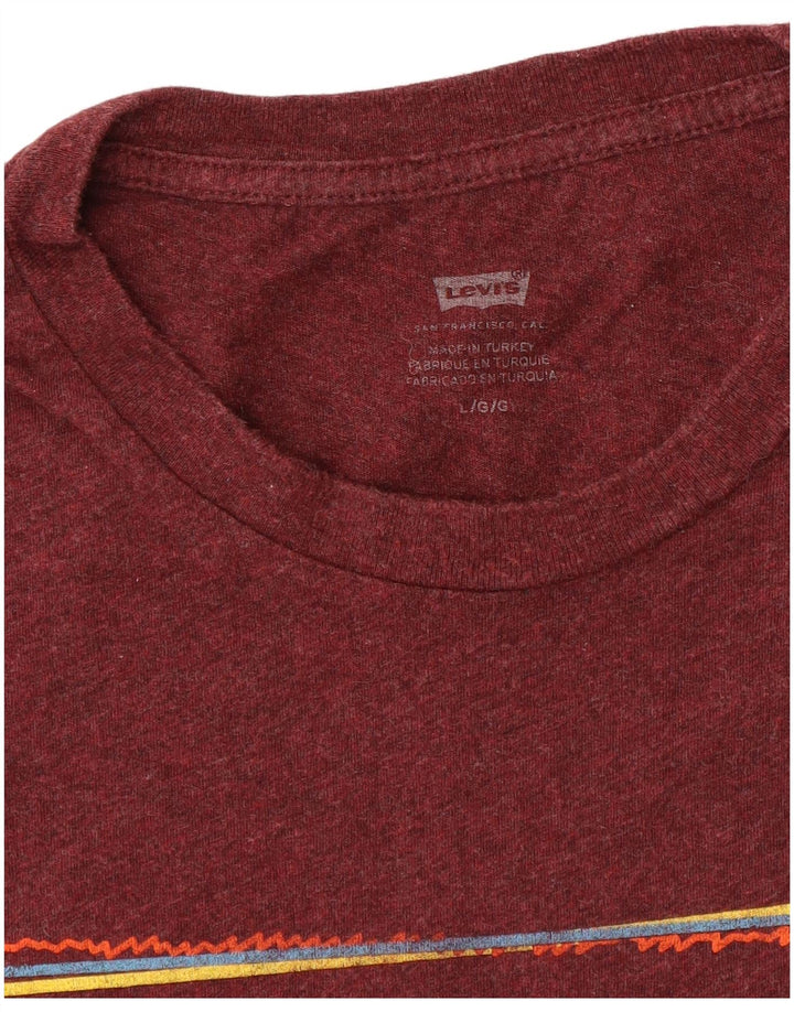 Męski T-shirt z grafiką Levi's, duży, bordowy, nakrapiany
