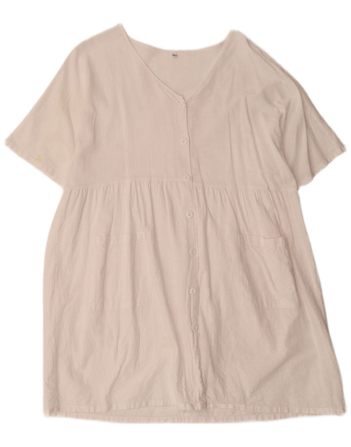 SHEIN Womens Longline Tunic Top UK 16 Large White Linen
