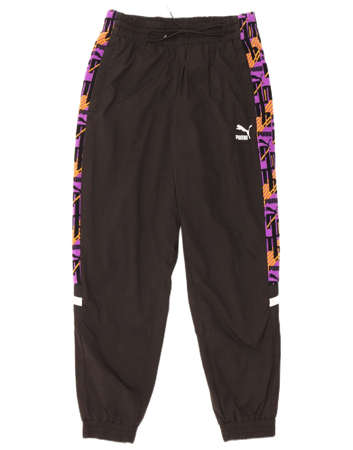 Męskie spodnie dresowe PUMA z grafiką, małe, czarne, z blokami kolorów