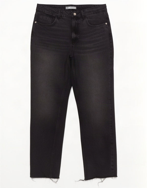 Damskie proste dżinsy Zara z wysokim stanem EU 40 Medium W30 L29 szare