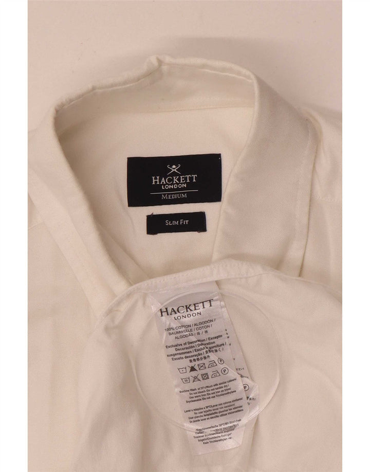 Hackett Męska koszula slim fit Średnia biała bawełna