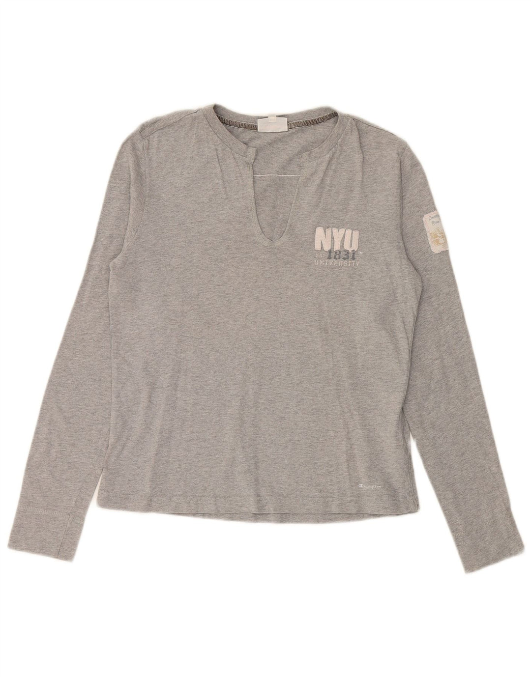 Damski top CHAMPION z długim rękawem UK 14, duży, szary, bawełniany