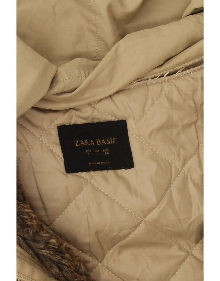 Damska kurtka parka z kapturem Zara UK 16, duża, beżowa