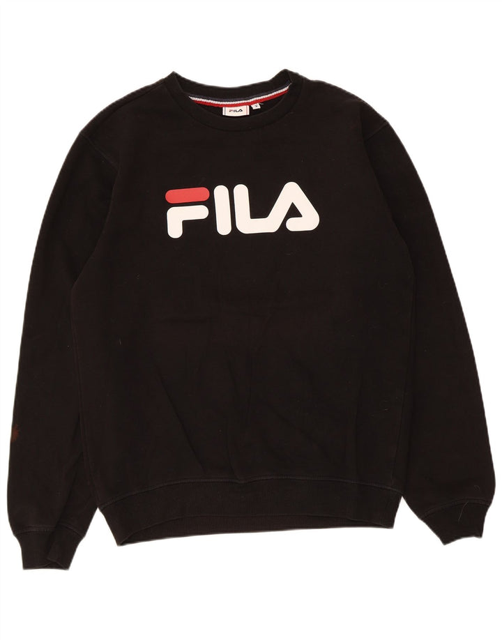 Męska bluza z grafiką Fila, mała czarna, bawełniana