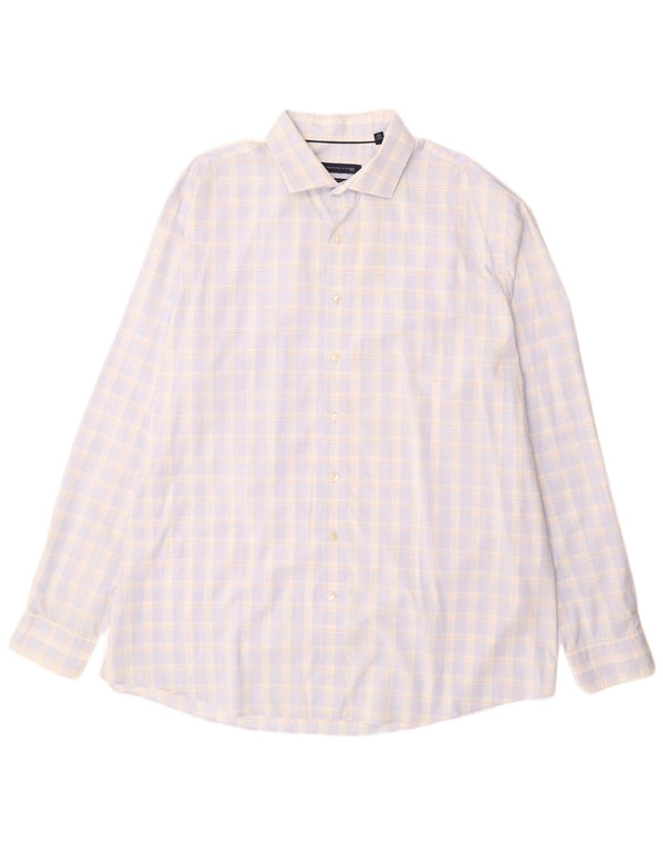 Męska wysoka koszula Tommy Hilfiger rozmiar 18 2XL niebieska bawełniana kratka