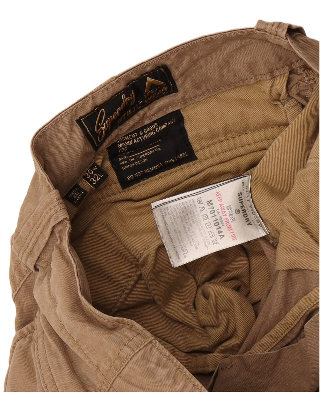 Męskie spodnie cargo Superdry W30 L32 Beżowa bawełna