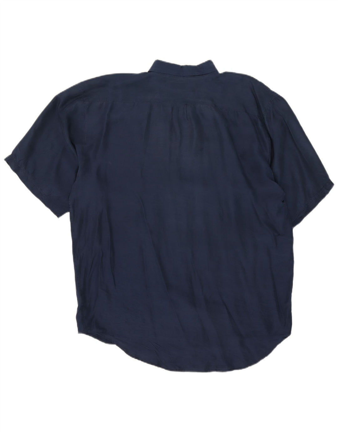 Koszula męska z krótkim rękawem w stylu vintage XL, granatowa, jedwabna