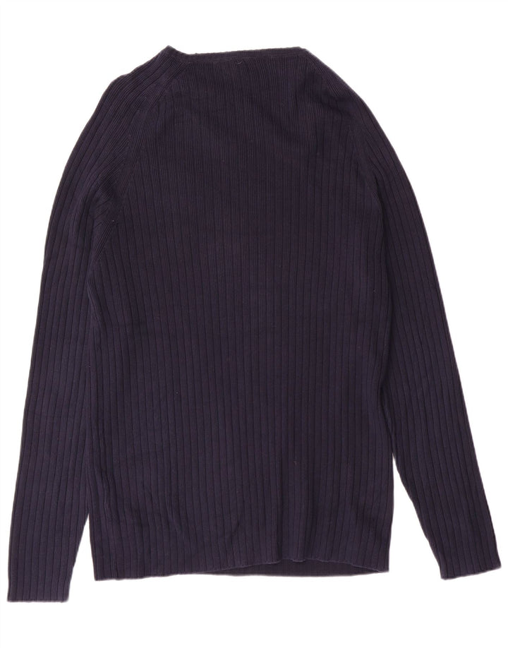 Męski sweter Zara z dekoltem w kształcie litery V, duży, granatowy, bawełniany