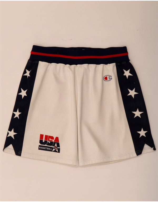 Champion Mens Graphic Sport Shorts UK 16 Large White Colourblock Polyester