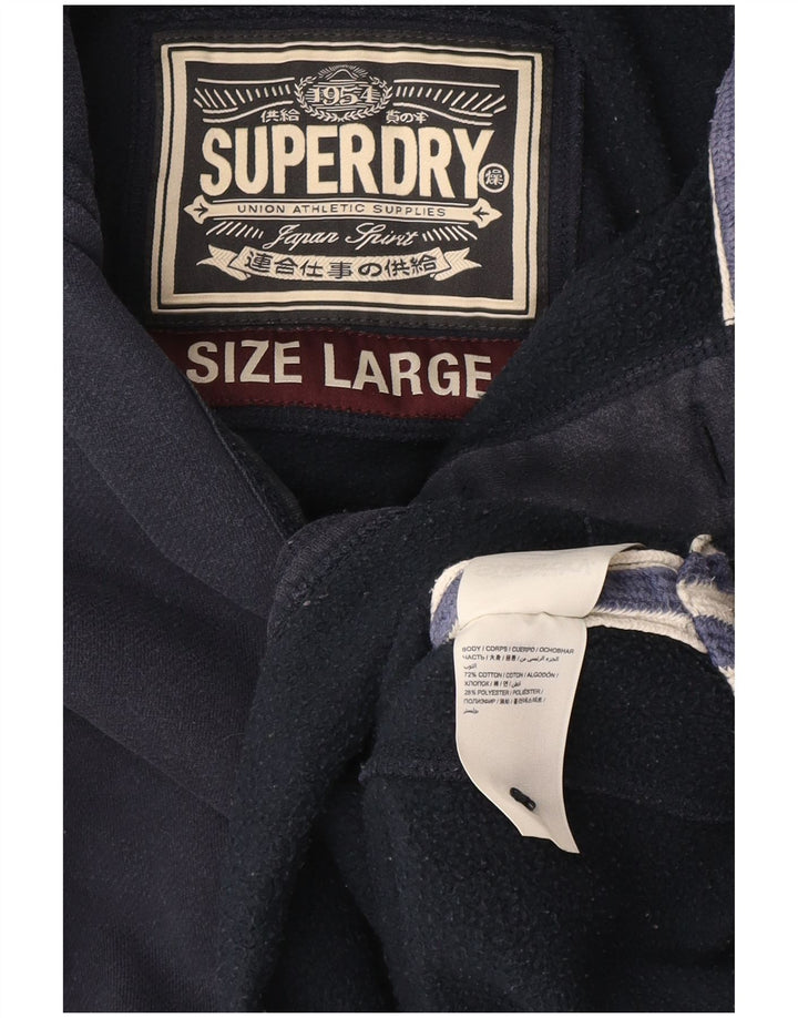 Męski sweter Superdry z grafiką, zapinany na guziki, duży, granatowy, bawełniany