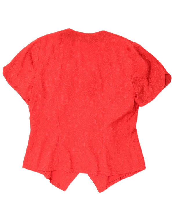Bluzka damska z krótkim rękawem w stylu vintage, UK 14, duża, czerwona w kwiaty