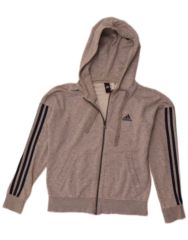 Damska bluza z kapturem Adidas Oversized Zip UK 6 XS Szara bawełna