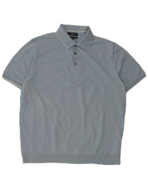 Męska koszulka polo Marks & Spencer XL, niebieska, bawełniana