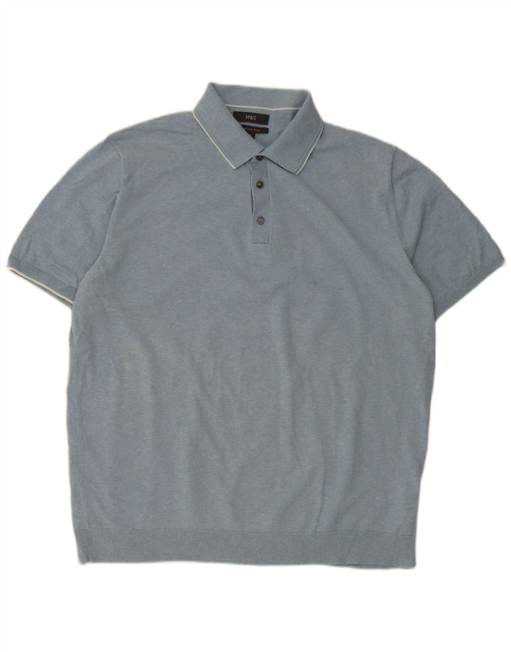 Męska koszulka polo Marks & Spencer XL, niebieska, bawełniana