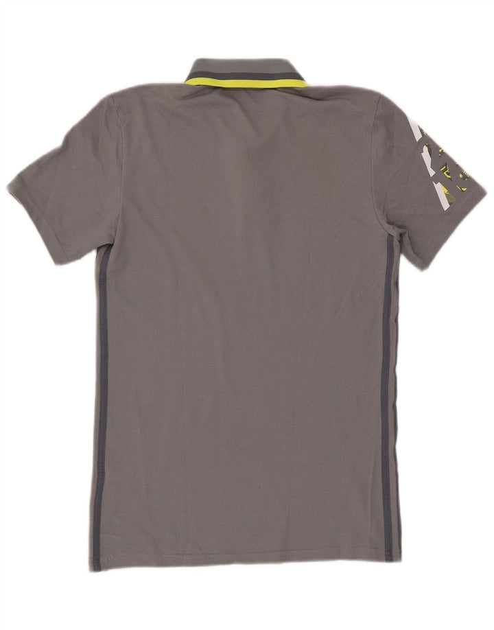 Męska koszulka polo Adidas Climalite Graphic, mała, szara, bawełniana