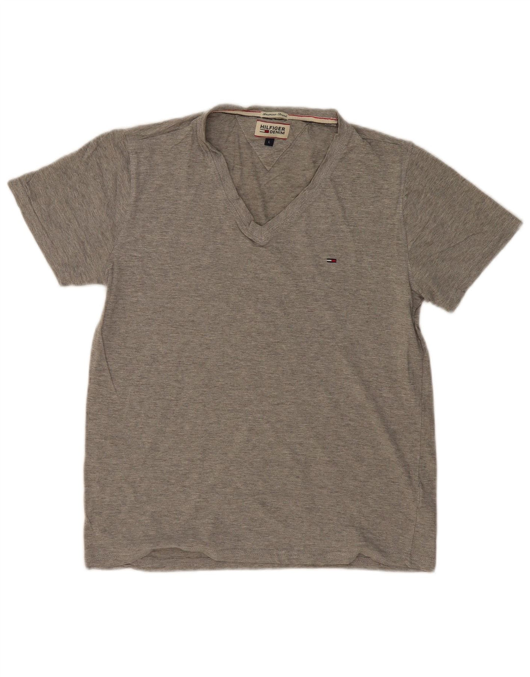 TOMMY HILFIGER Mens T-Shirt Top Large Grey Cotton