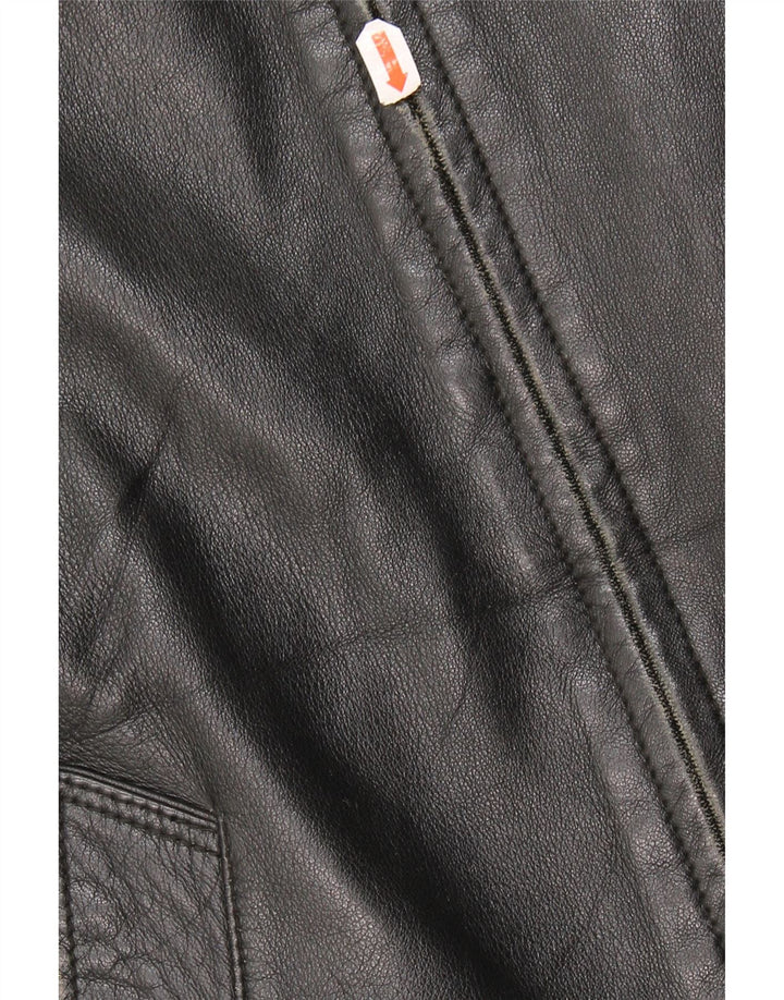 Vintage męska kurtka skórzana IT 50 XL czarna skóra