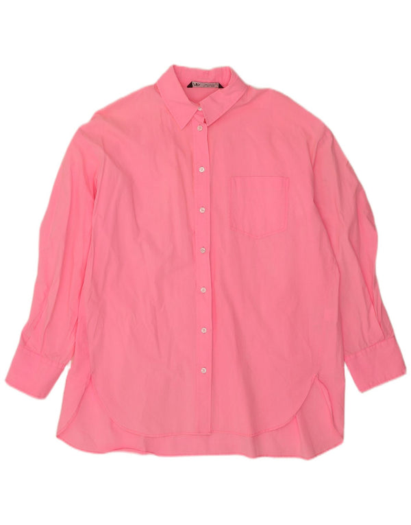 Damska sukienka koszulowa oversize Zara UK 16, duża, różowa, bawełniana