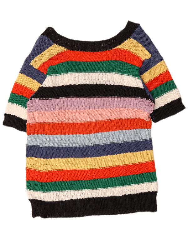 Vintage Womens V-Neck Jumper Sweater UK 20 2XL Multicoloured Striped