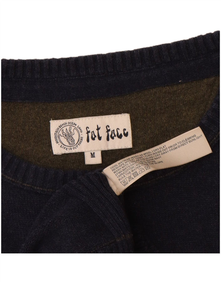 Męski sweter z dekoltem w łódkę Fat Face, średni granatowy, bawełniany