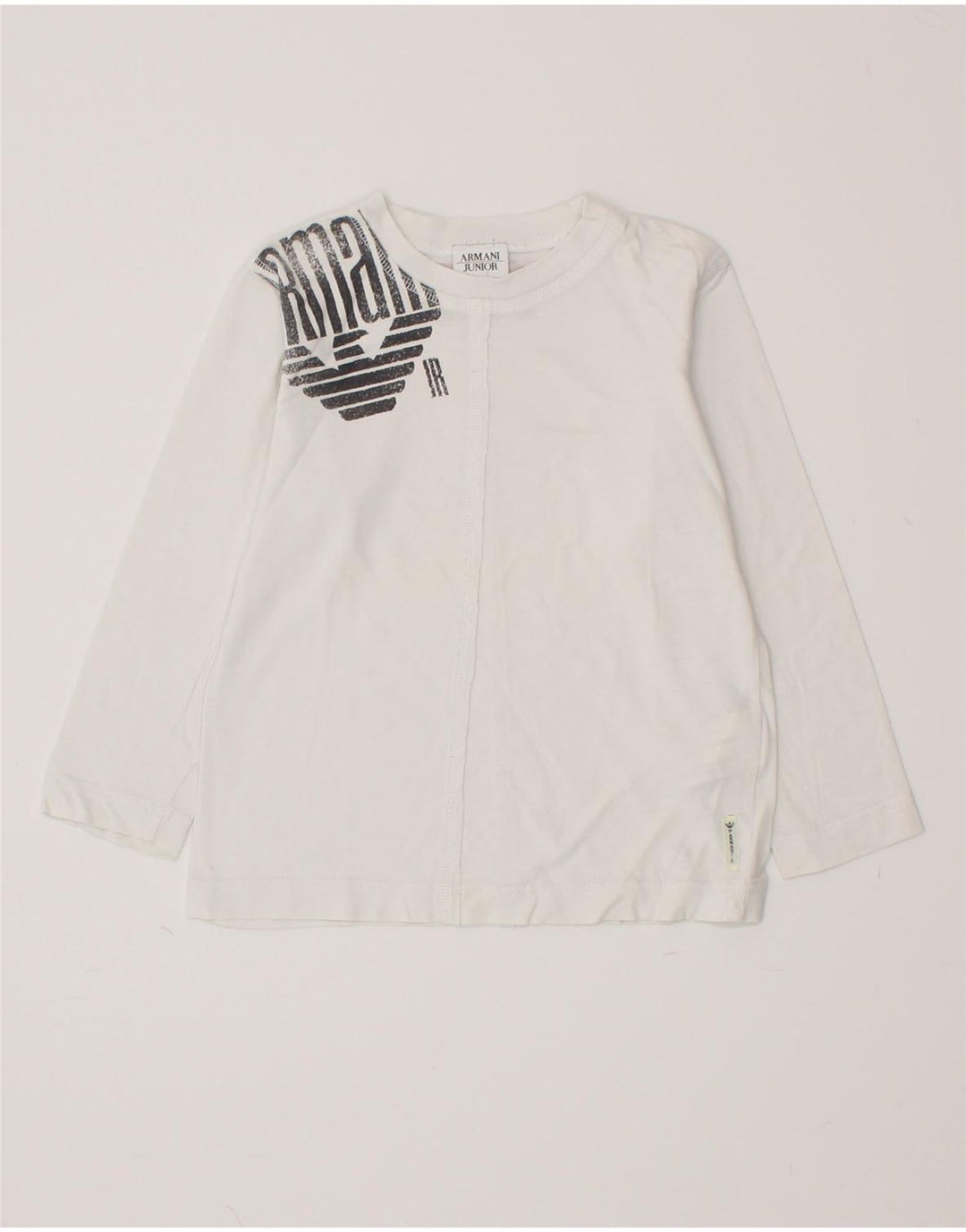 ARMANI JUNIOR Boys Graphic Top Long Sleeve 4-5 Years White Cotton Vintage Armani Junior and Second-Hand Armani Junior from Messina Hembry 