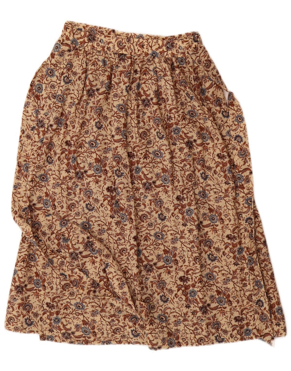 Vintage damska spódnica w kształcie litery A z wysokim stanem IT 42 Medium W26 beżowa wełna w kwiaty