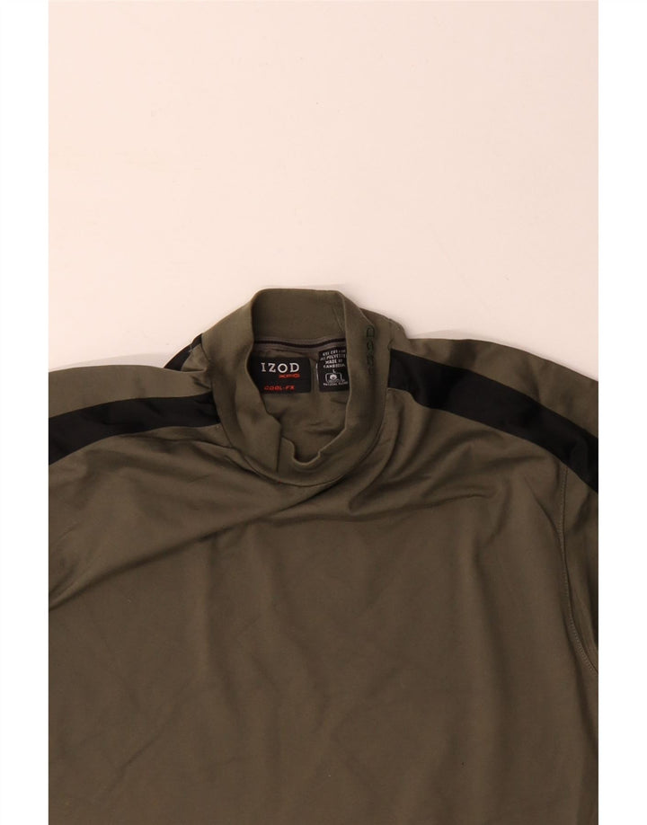 T-shirt męski IZOD, duży, bawełniany khaki z blokami kolorów