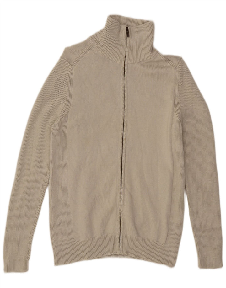Męski sweter rozpinany Zara XL w kolorze złamanej bieli, bawełniany