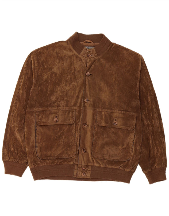 Męska welurowa kurtka bomber w stylu vintage IT 52 XL, brązowy jedwab