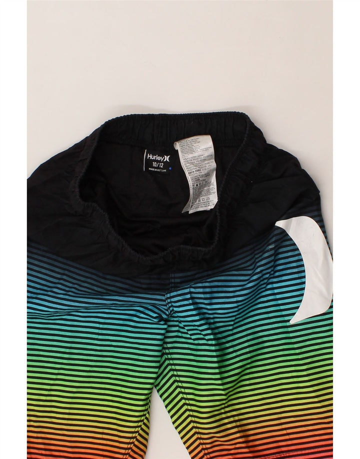 HURLEY Boys Swimming Shorts 10-11 Years Multicoloured Striped Polyester Vintage Hurley and Second-Hand Hurley from Messina Hembry 