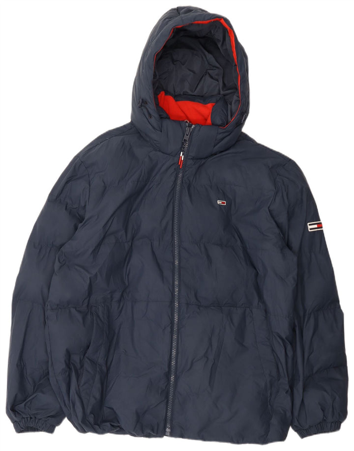 Męska ocieplana kurtka z kapturem Tommy Hilfiger UK 46 2XL Granatowy poliester