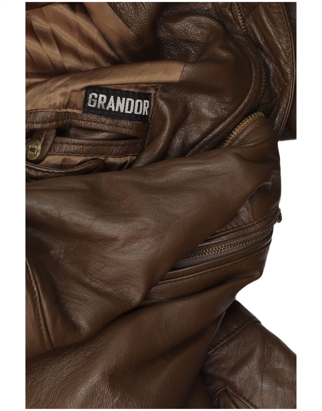 Męski płaszcz skórzany VINTAGE UK 38 Średni brąz