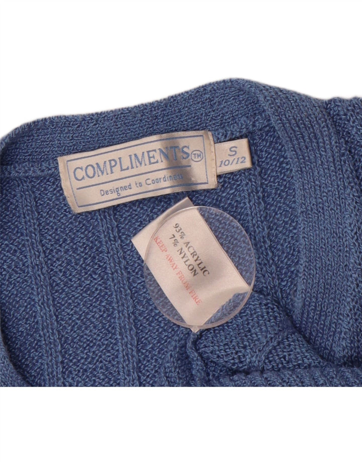 COMPLIMENTS Womens Short Sleeve Cardigan Sweater UK 10/12 Small Blue Vintage Compliments and Second-Hand Compliments from Messina Hembry 
