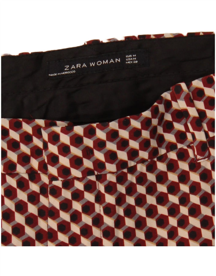 Spodnie damskie Zara Slim Chino Medium W28 L27 Czerwone geometryczne
