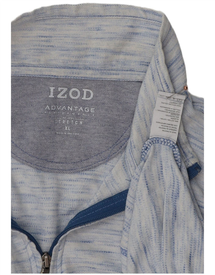 IZOD Męski sweter dresowy z zamkiem błyskawicznym XL Niebieskie plamki bawełniane