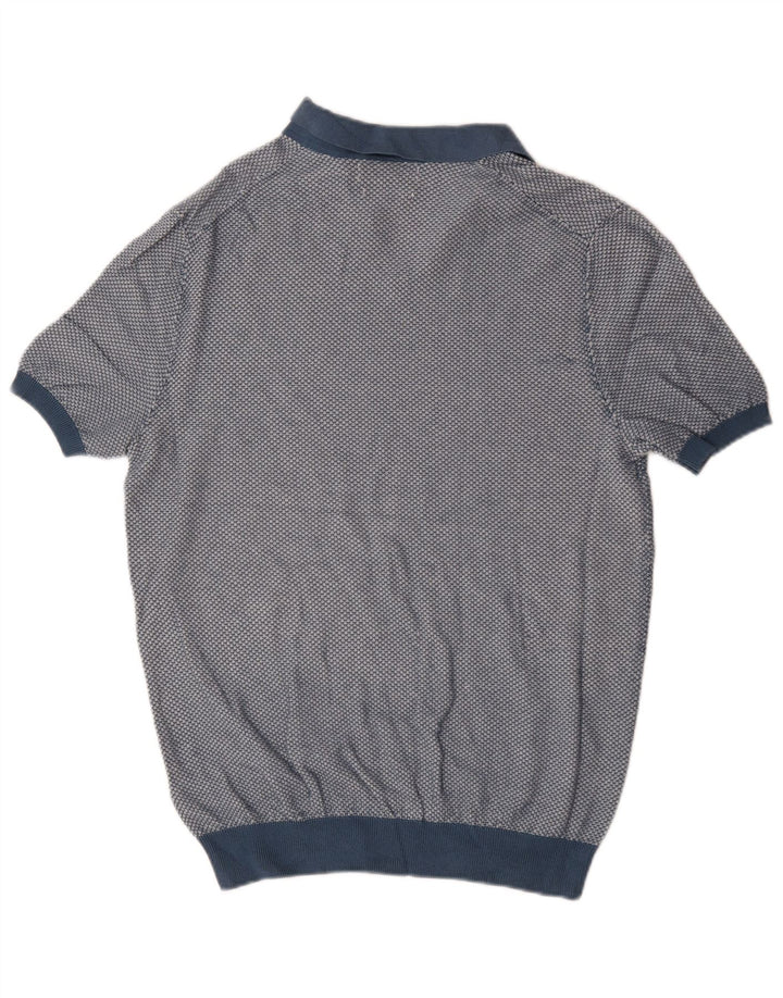 Marks & Spencer Męski sweter polo z autografem, duży, niebieski