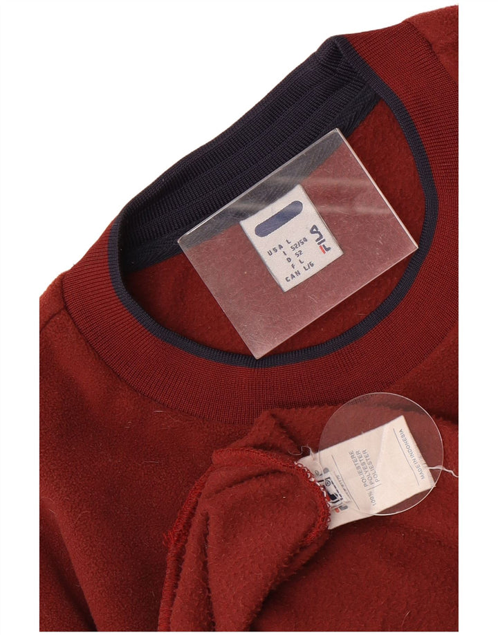 Męski sweter polarowy Fila z grafiką, duży, bordowy, poliester